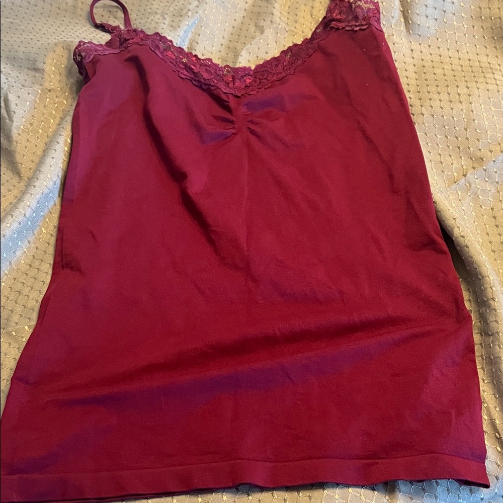 Elegant Burgundy Camisole with Lace by [Brand]